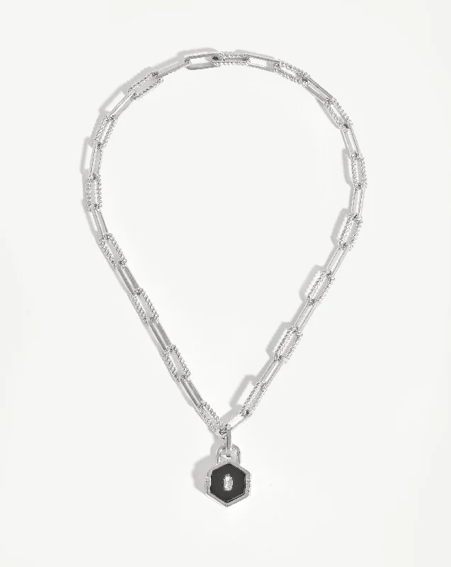 vintage necklace for women -Hex Padlock Chain Necklace