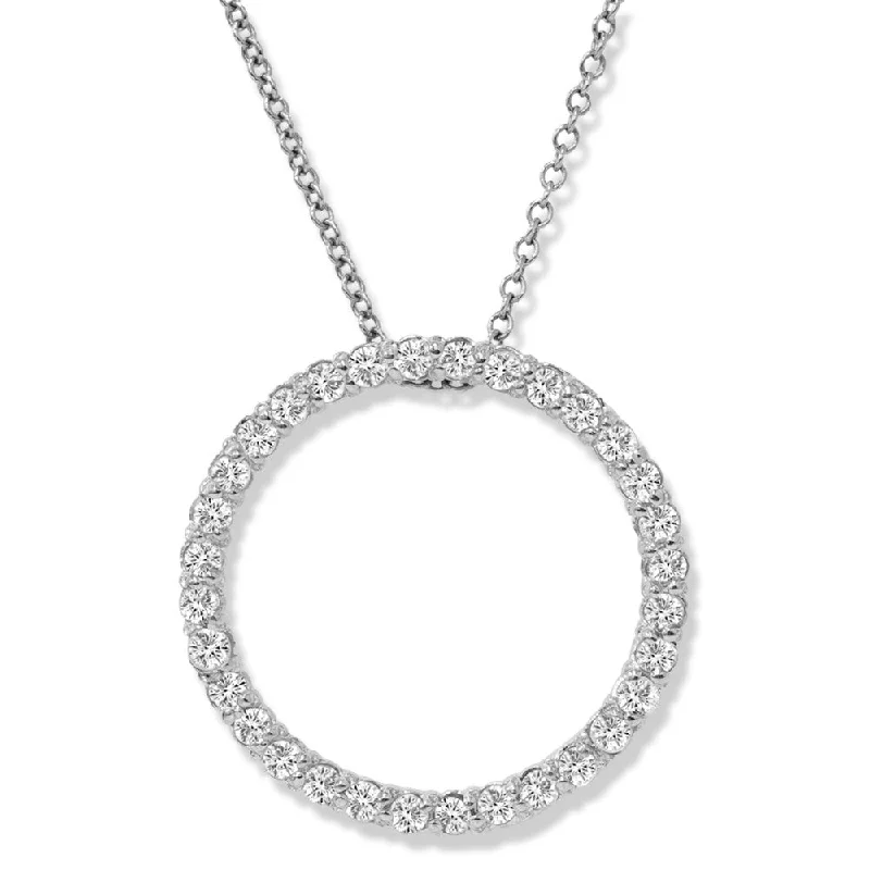 unique necklace for men -Pompeii3 1/2 Ct TDW Circle Diamond Pendant 14k White Gold