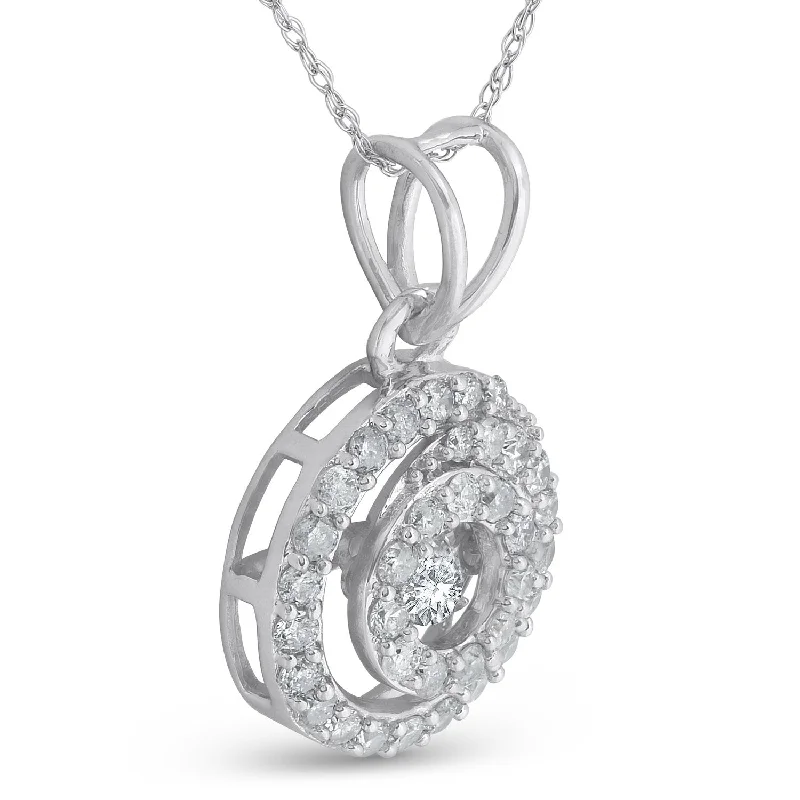 unique necklace for men -Pompeii3 10k White Gold 5/8ct Dancing Diamond Circle Pendant