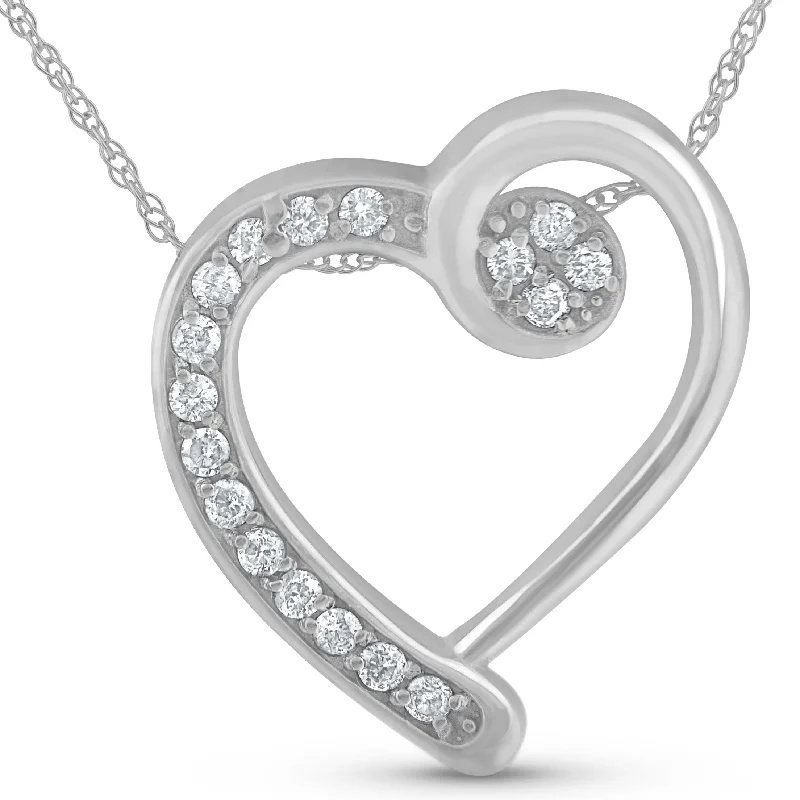 fashion jewelry necklace for women -Pompeii3 14k White Gold 1/4 ct TDW Diamond Heart Pendant