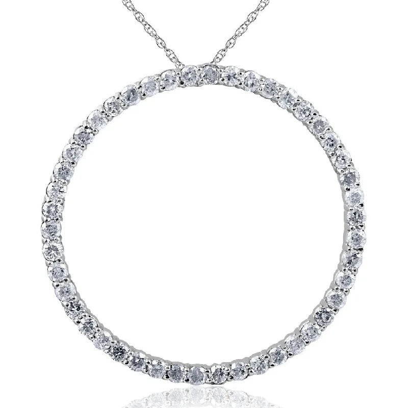 diamond pendant necklace -Pompeii3 14k White Gold 2ct TDW Circle Diamond Pendant (I-J,I2-I3)