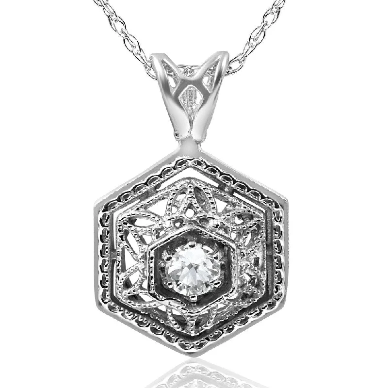 moon pendant necklace for women -Pompeii3 14k White Gold Vintage Diamond Eco Friendly Lab Grown Solitaire Pendant