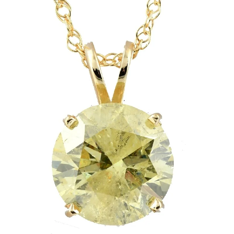 simple chain necklace for women -Pompeii3 14k Yellow Gold 3 ct Fancy Yellow Diamond Solitaire Pendant Necklace