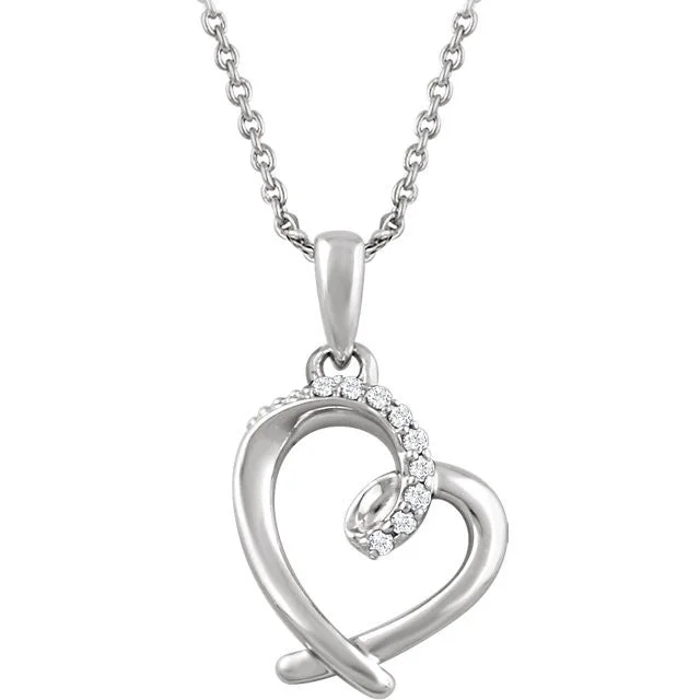 unique necklace for men -Sterling Silver .05 CTW Diamond Heart 18" Necklace