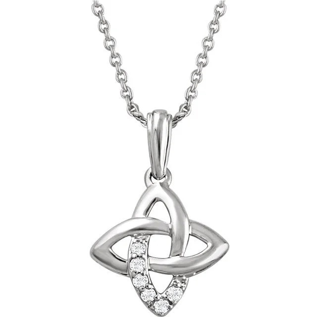 diamond tennis necklace for women -Sterling Silver .06 CTW Diamond 18" Celtic Knot Necklace