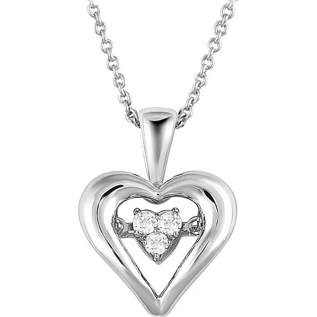 zodiac sign necklace for gifts -Sterling Silver 1/10 CTW Diamond Heart Mystara® 18" Necklace