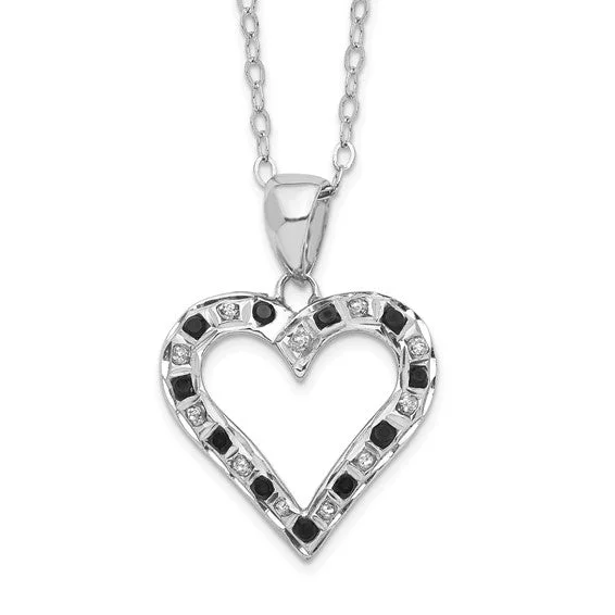 cute necklace for teenage girls -Sterling Silver Black & White Diamond Heart Necklace