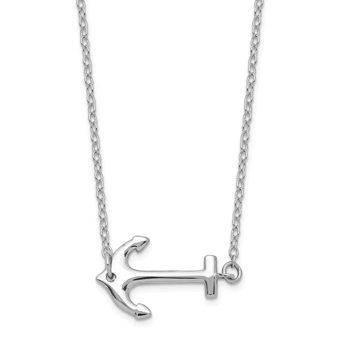 crystal necklace for weddings -Sterling Silver Small Sideways Anchor Necklace