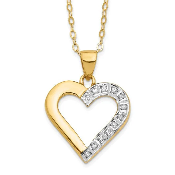 vintage gold necklace for women -Sterling Silver Yellow Gold Plated Diamond Mystique Heart Pendant Necklace