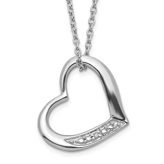 oval pendant necklace for women -Sterling Silver Heart Diamond Accent Necklace