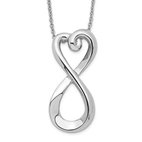 birthstone necklace for birthday gifts -Sterling Silver 'Infinite Love' Vertical Infinity Pendant Necklace