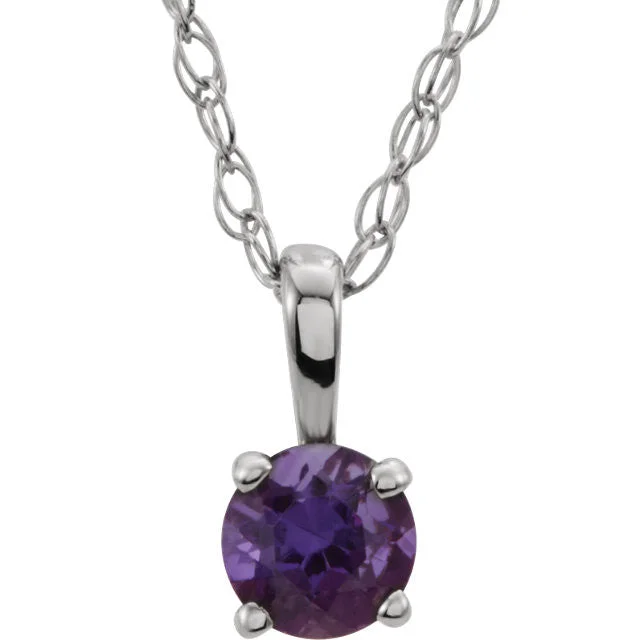 diamond tennis necklace for women -Sterling Silver Youth Amethyst February Birthstone 14" Necklace