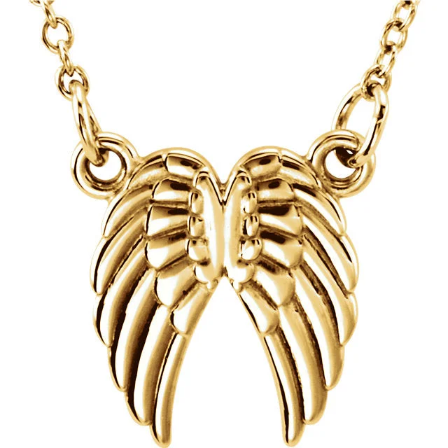 minimalist diamond necklace -Tiny Posh Angel Wings Necklace - Solid Gold or Sterling Silver