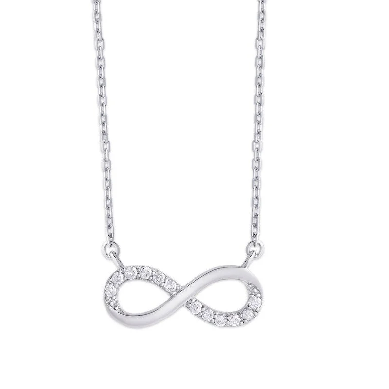 gemstone necklace for women -Victoria Townsend .925 Sterling Silver .18ct Diamond Horizontal Infinity Necklace