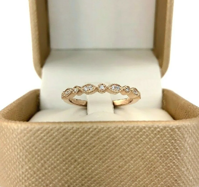 Custom silver engagement rings for her-0.09 Carats t.w. Diamond Stack Ring/Wedding Band 14K Rose Gold Round Diamonds