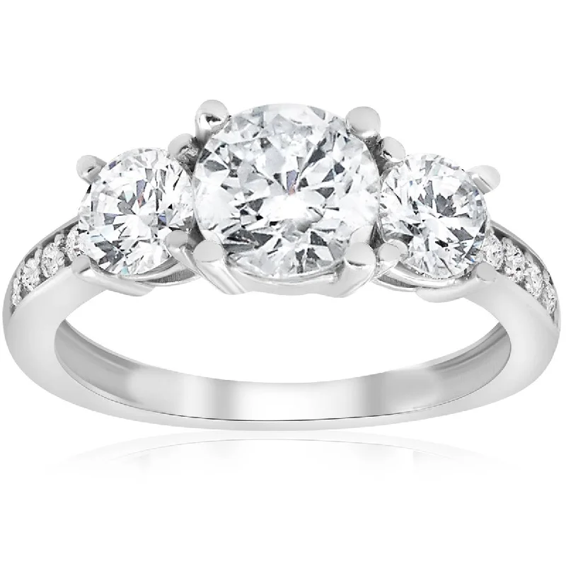 Minimalist rings for men-1 1/2ct 3-Stone Diamond Engagement Ring 14K White Gold