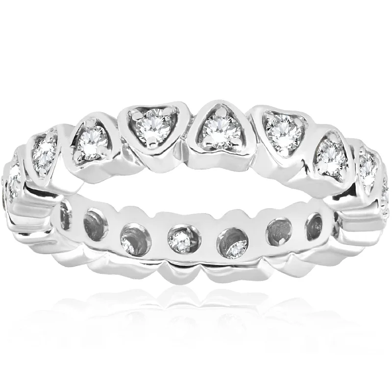 Men’s rings with engraving for gifts-1/2ct Heart Shape Diamond Eternity Ring 14K White Gold