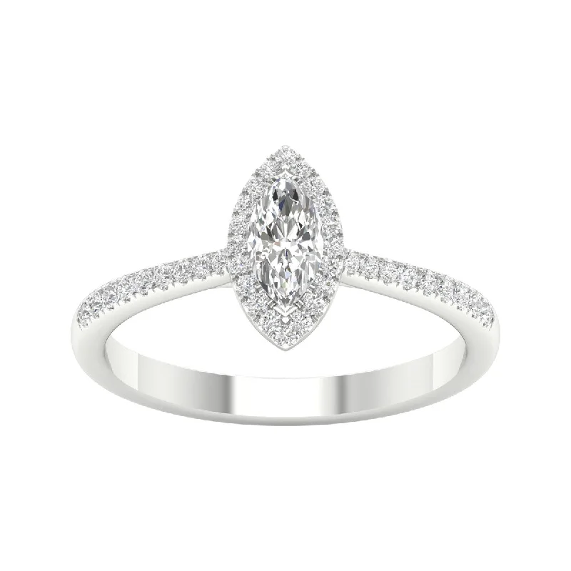 Custom silver rings for men-1/2ct TDW Diamond Halo Ring in 10k Gold by De Couer