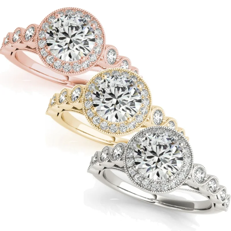 Fashion rings with diamonds for men-1 3/4ct Halo Diamond Engagement Ring White, Yellow, or Rose Gold Enhanc