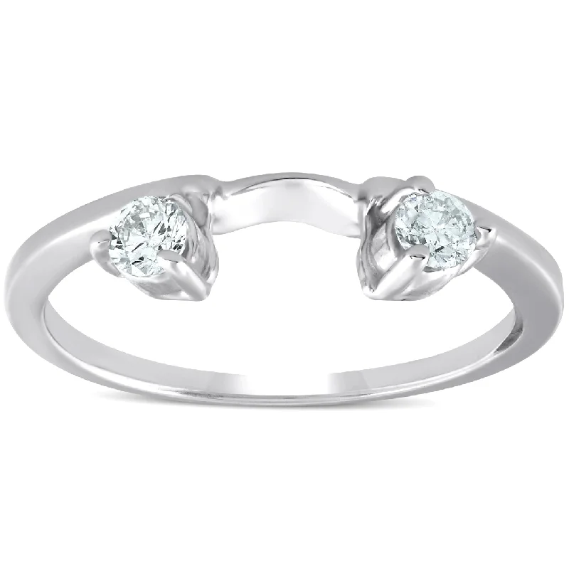 Unique rings with colored stones-1/4ct Diamond Engagement Ring Wedding Band Enhancer 14K White Gold