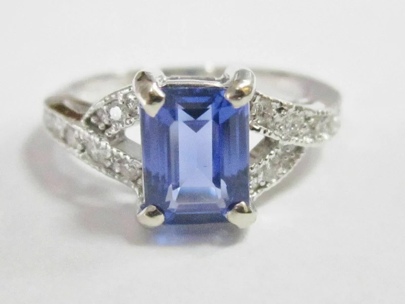 Custom diamond rings for women’s gifts-1.91 TCW Natural Radiant Tanzanite & Diamond Accents Solitaire Ring Size 6.5 14k