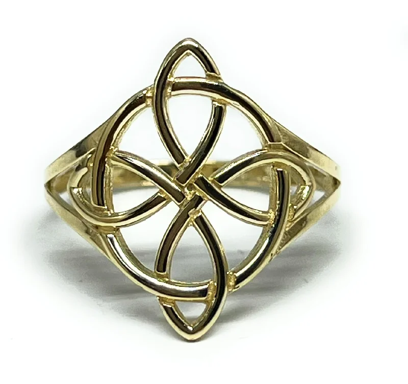 Men’s silver rings with gemstones-10k Solid Gold Yellow CELTIC KNOT Ring