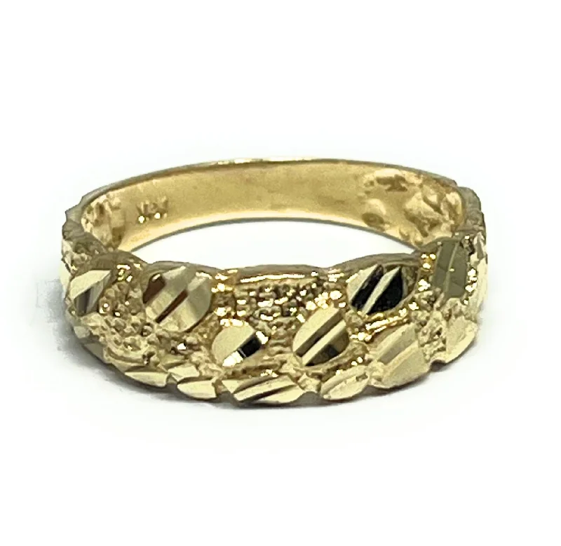 Women’s diamond rings for engagement-10k Solid Gold Yellow Classic Nugget Band Ring 6-7.5MM