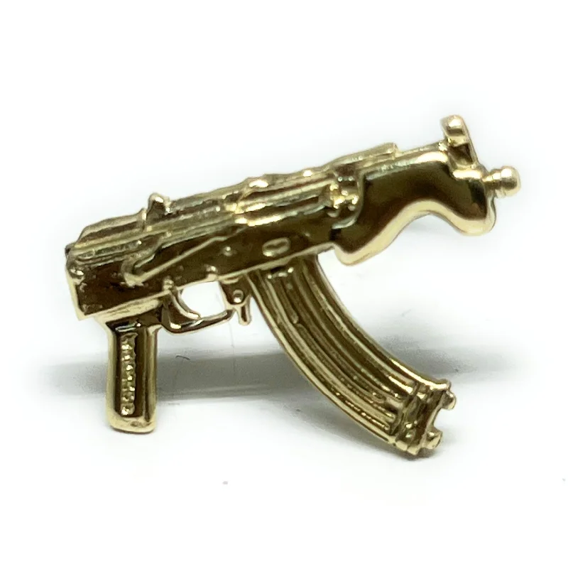 Personalized engagement rings for women-10k Solid Gold Yellow MP5 MACHINE GUN RING