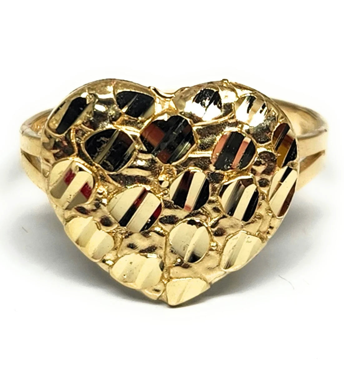 Vintage engagement rings for sale-10k Solid Gold Yellow PUFFY Nugget Heart Ring (MED)