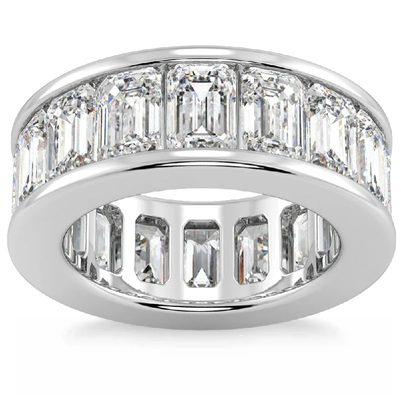 Custom birthstone rings for her-11 1/2Ct Emerald Cut Diamond Eternity Ring Channel Set 14k Gold Lab Grown