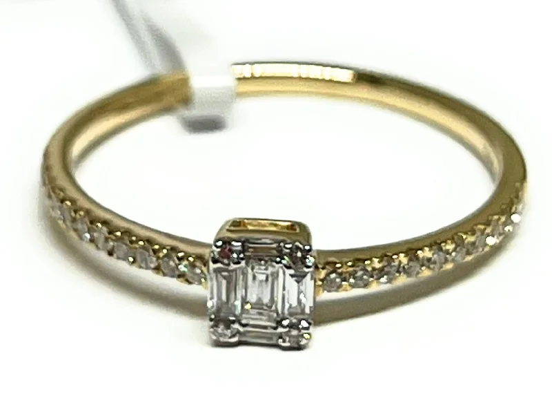 Custom rings for women’s weddings-14k Solid Gold Squared Baguette Diamond Ring 0.24ct (FCD 13)