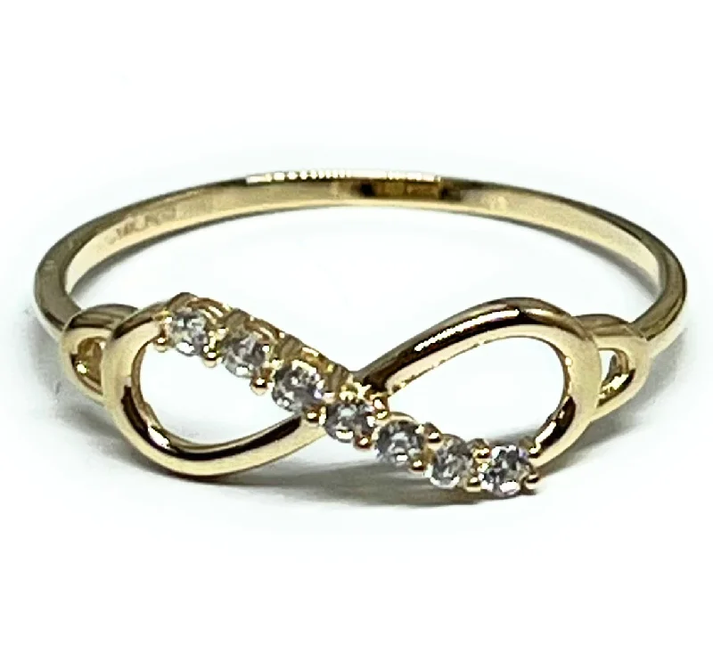 Designer rings with colored gemstones-14k Solid Gold Yellow Infinity CZ Ring (FC 274)