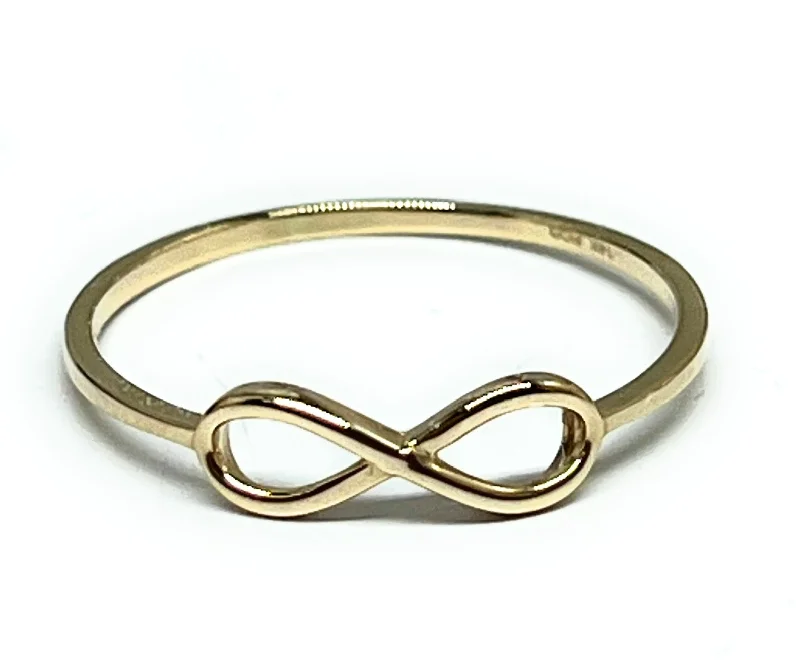 Vintage gold wedding bands for women-14k Solid Gold Yellow Infinity Ring (FC 273)