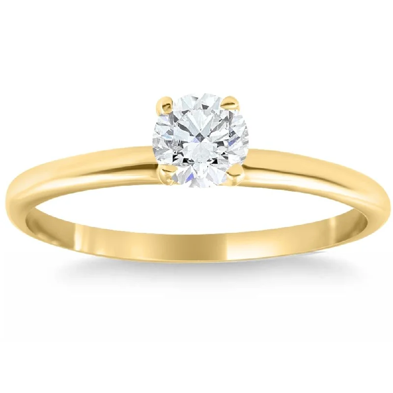 Women’s gold rings with diamonds-14k Yellow Gold 5/8 ct Round Solitaire Diamond Engagement Ring