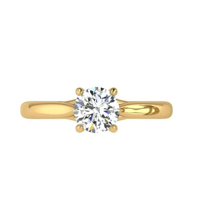 Custom birthstone rings for her-18K Gold Round Diamond Solitaire Engagement Ring