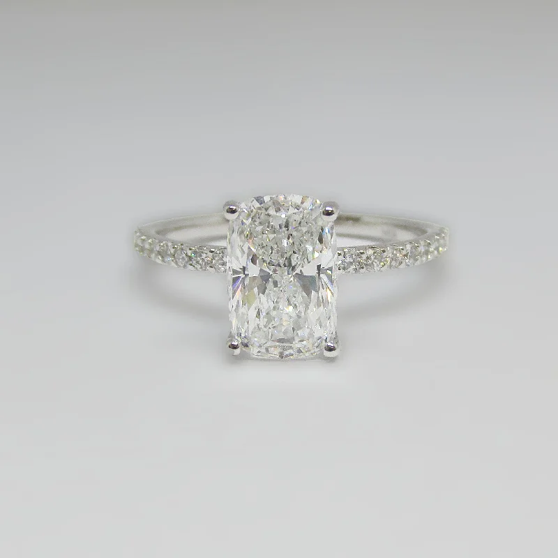 Custom name rings for her-2.10 ctw Elongated Cushion Lab Grown Diamond Engagement Ring