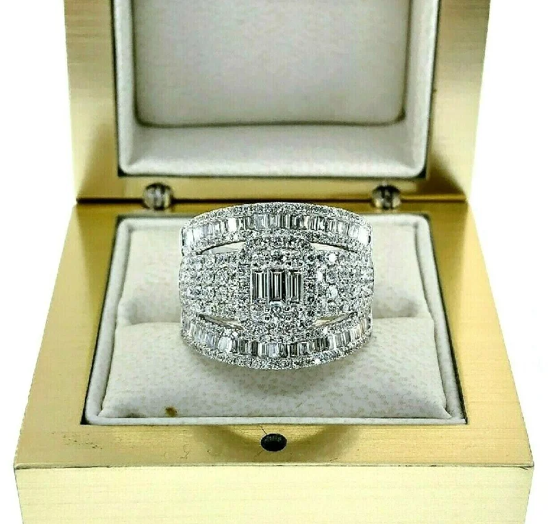 Custom diamond rings for anniversary gifts-2.33 Carats t.w. Diamond Anniversary Ring 18K Gold G VS Diamonds 17 mm Width