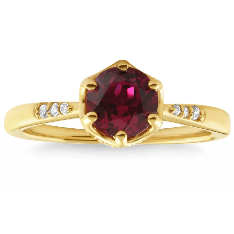 Custom gold rings for men-3/4Ct Ruby & Diamond Ring 10k Yellow Gold Lab Grown