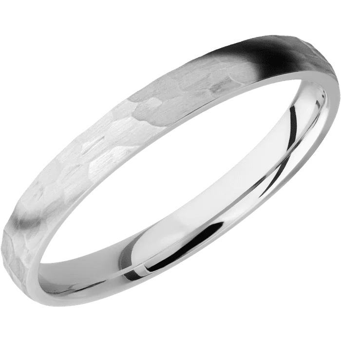 Personalized custom rings for couples-3mm wide Domed Titanium Ring with Hammer Finish