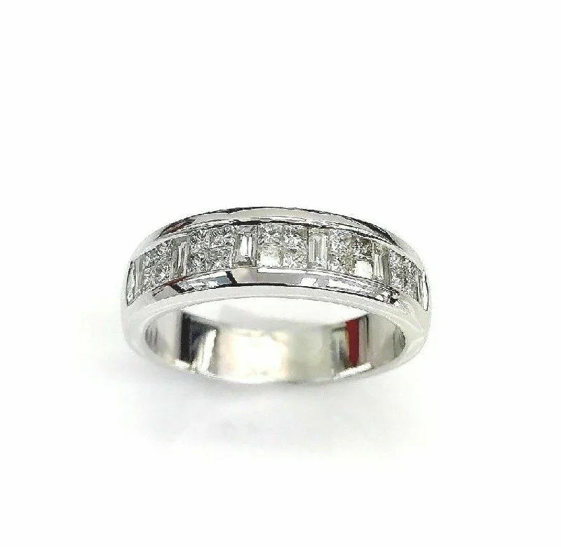 Simple gemstone rings for women-$4,250 Retail Men's Diamond Invisible Set Ring H -I SI Diamonds 10K White Gold