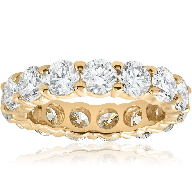 Custom signet rings for men’s gifts-5ct Prong Diamond Eternity Wedding Ring 14K Yellow Gold