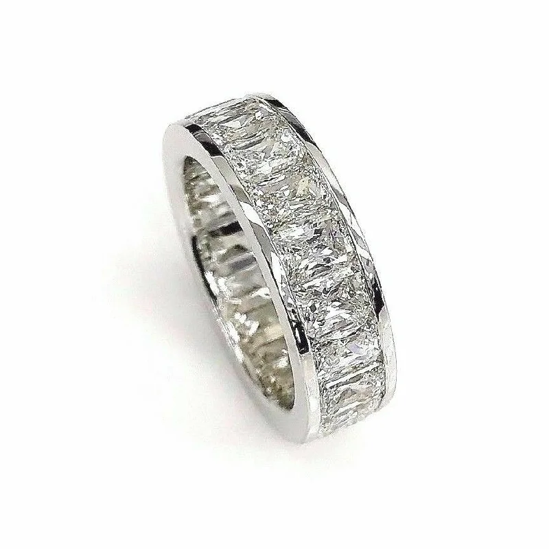 Vintage wedding bands for women-6.15 Carats Radiant Cut Diamond Channel Eternity Band Ring 18K Gold F - G VS