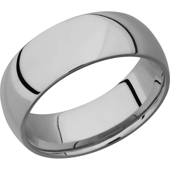 Vintage wedding bands for women-8mm wide Domed Titanium Ring with Polish Finish