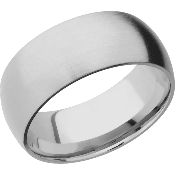 Custom initial rings for women-9mm wide Domed Titanium Ring with Satin Finish