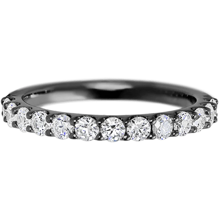 Custom wedding bands for men-Adelaide Style Black Zirconium Ring / Half Eternity .65 TCW of White Lab Diamonds / Size 10