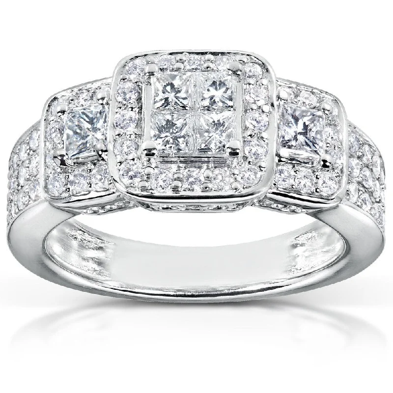 Custom rings for women’s weddings-Annello by Kobelli 14k White Gold 1ct TDW Diamond Engagement Ring