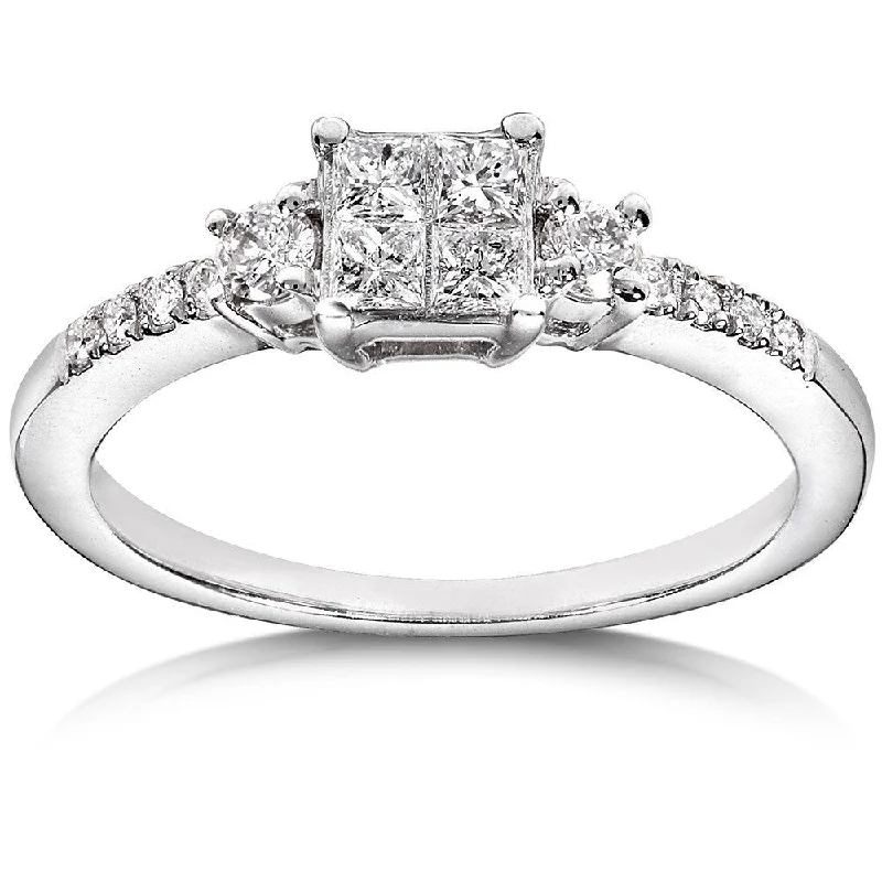 Minimalist rings for men-Annello by Kobelli 14k White Gold 3/8ct TDW Diamond Engagement Ring