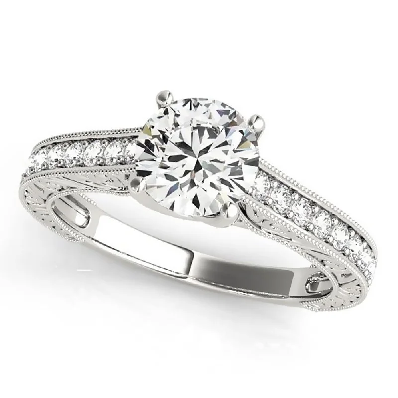 Women’s diamond rings for engagement-Auriya 14k Gold 3ct Vintage Moissanite and Diamond Engagement Ring 1/4ctw