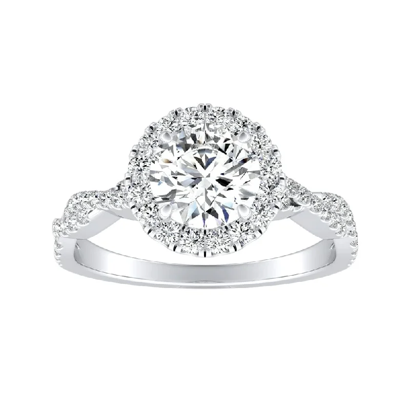 Unique wedding rings for couples-Auriya 14k Gold 4ct Round Moissanite Halo Diamond Engagement Ring 1/8ctw