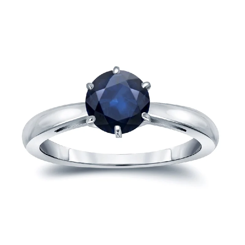 Custom name rings for her-Auriya 14k Gold Blue Sapphire Solitaire Engagement Ring 1 1/2ct TGW